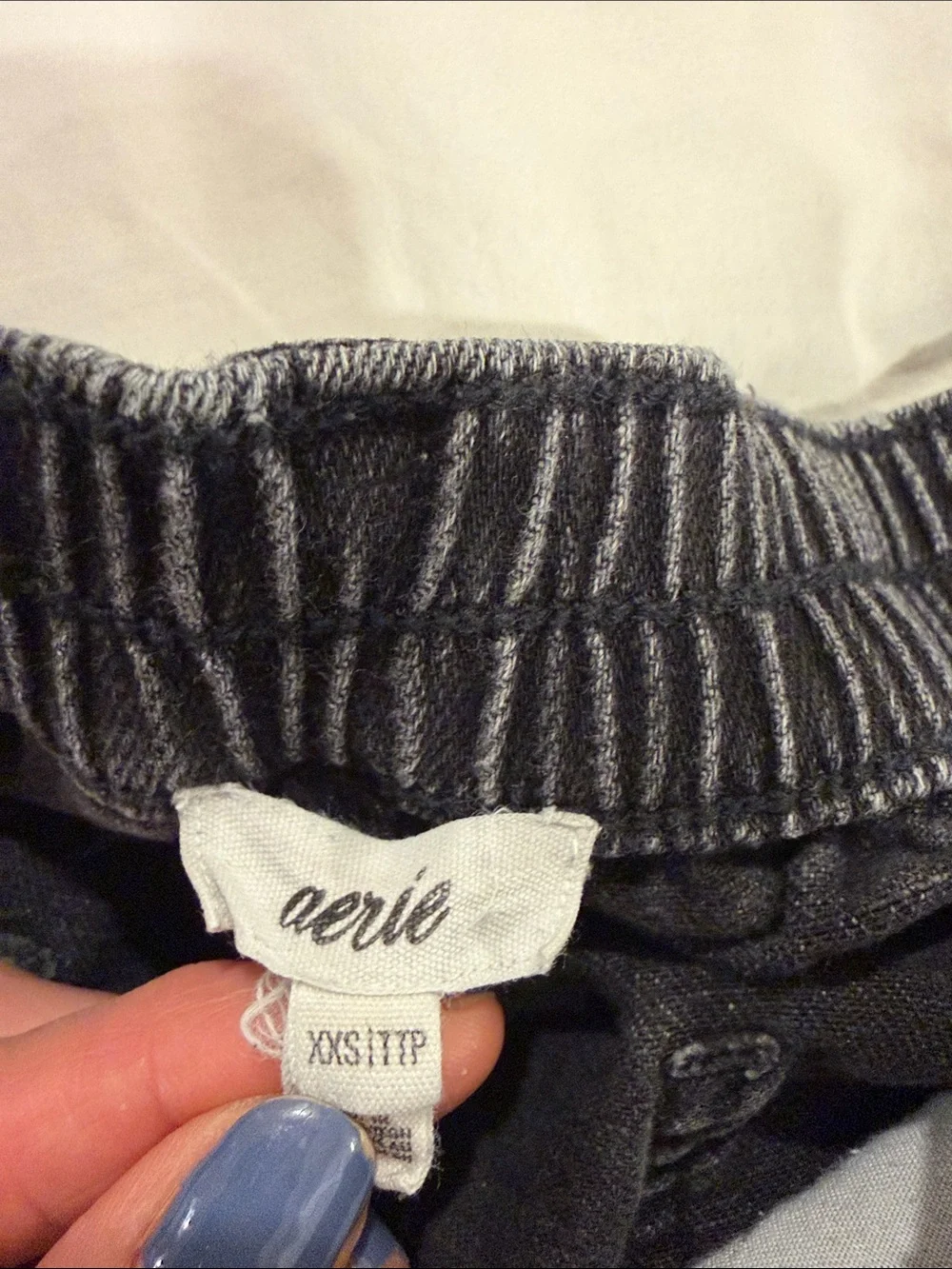 aerie Black Distressed High-Rise Denim Shorts